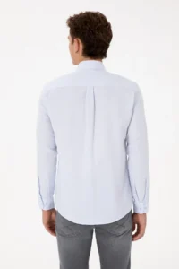 US Polo Assn. Men Light Blue Long Sleeve Basic Shirt - Image 5