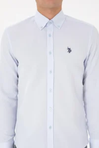 US Polo Assn. Men Light Blue Long Sleeve Basic Shirt - Image 6