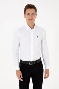 US Polo Assn. Men White Long Sleeve Basic Shirt - Image 2