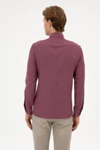 US Polo Assn. Men Burgundy Long Sleeve Basic Shirt - Image 5