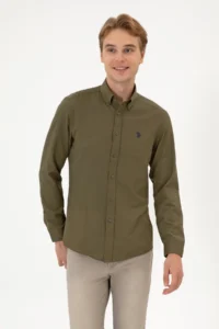 US Polo Assn. Men Khaki Long Sleeve Basic Shirt