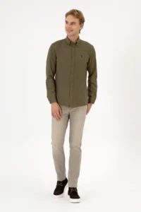 US Polo Assn. Men Khaki Long Sleeve Basic Shirt - Image 4