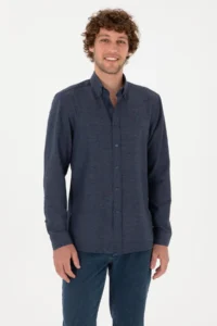 US Polo Assn. Men Indigo Long Sleeve Basic Shirt