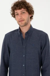 US Polo Assn. Men Indigo Long Sleeve Basic Shirt - Image 2