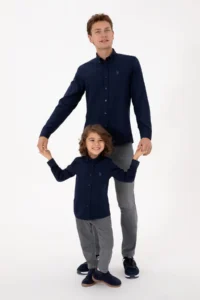 US Polo Assn. Men Navy Blue Long Sleeve Basic Shirt