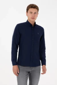 US Polo Assn. Men Navy Blue Long Sleeve Basic Shirt - Image 3