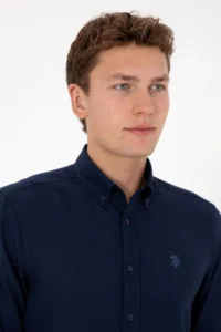 US Polo Assn. Men Navy Blue Long Sleeve Basic Shirt - Image 4