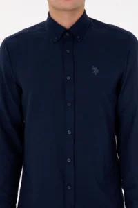 US Polo Assn. Men Navy Blue Long Sleeve Basic Shirt - Image 6
