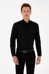 US Polo Assn. Men Black Long Sleeve Basic Shirt - Image 3