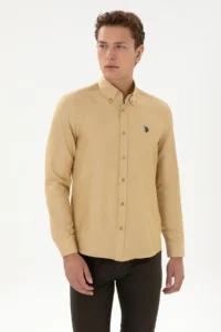 US Polo Assn. Men Mustard Long Sleeve Basic Shirt