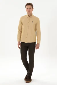 US Polo Assn. Men Mustard Long Sleeve Basic Shirt - Image 4