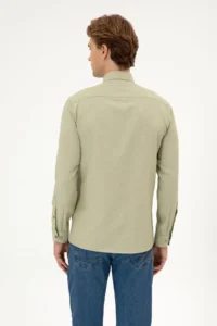 US Polo Assn. Men Light Khaki Long Sleeve Basic Shirt - Image 5