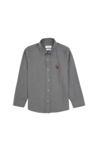 US Polo Assn. Boys' Gray Long Sleeve Basic Shirt