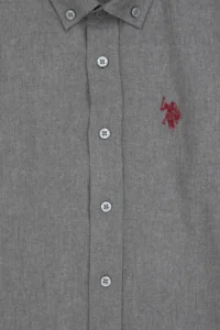 US Polo Assn. Boys' Gray Long Sleeve Basic Shirt - Image 3