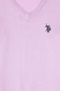 US Polo Assn. Girls' Lilac V-neck Basic Sweater - Image 6