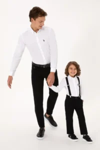 US Polo Assn. Boys' White Long Sleeve Basic Shirt