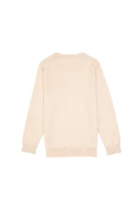 US Polo Assn. Girls' Cream Melanj Crew Neck Basic Sweater - Image 5