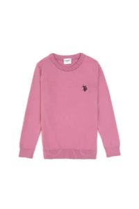 US Polo Assn. Girls' Pink Crew Neck Basic Sweater - Image 3