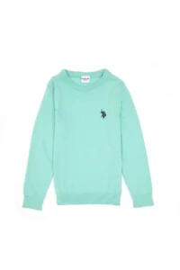 US Polo Assn. Girls' Green Crew Neck Basic Sweater - Image 3