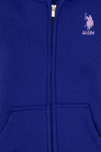 US Polo Assn. Girls' Purple Hooded Zippered Fleece Basic Sweatshirt - Image 5