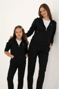 US Polo Assn. Girls' Black Hooded Zippered Fleece Basic Sweatshirt - Image 2