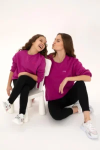 US Polo Assn. Girls' Fuchsia Fleece Crew Neck Basic Sweatshirt