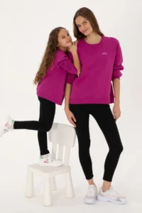US Polo Assn. Girls' Fuchsia Fleece Crew Neck Basic Sweatshirt - Image 2