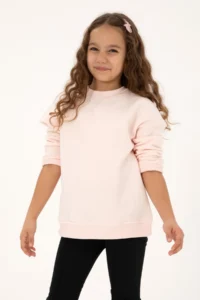 US Polo Assn. Girls' Light Pink Fleece Crew Neck Basic Sweatshirt - Image 3