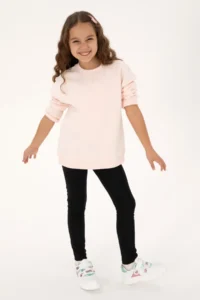 US Polo Assn. Girls' Light Pink Fleece Crew Neck Basic Sweatshirt - Image 4
