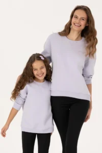 US Polo Assn. Girls' Lilac Fleece Crew Neck Basic Sweatshirt