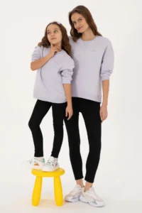 US Polo Assn. Girls' Lilac Fleece Crew Neck Basic Sweatshirt - Image 2