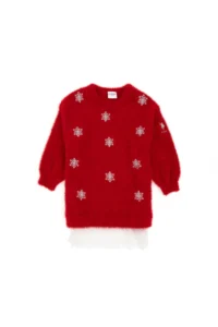 US Polo Assn. Girls' Red New year Themed Knit Dress - Image 3