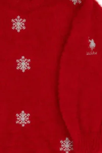 US Polo Assn. Girls' Red New year Themed Knit Dress - Image 6