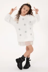 US Polo Assn. Girls' Cream Knit Dress