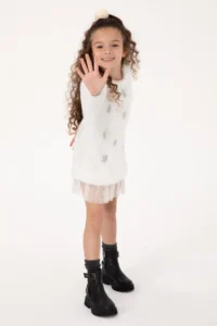 US Polo Assn. Girls' Cream Knit Dress - Image 2