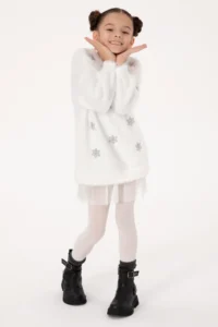 US Polo Assn. Girls' Cream Knit Dress - Image 3