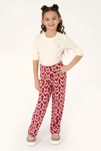 US Polo Shirt Assn. Girls' Dark Raspberry Knitwear Pants - Image 2