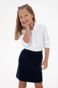 US Polo Assn. Girls' White Polo Shirt Collar Basic Sweatshirt