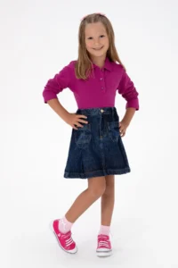 US Polo Assn. Girls' Fuchsia Polo Shirt Collar Basic Sweatshirt - Image 2