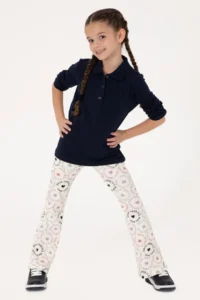US Polo Assn. Girls' Navy Blue Polo Shirt Collar Basic Sweatshirt - Image 2