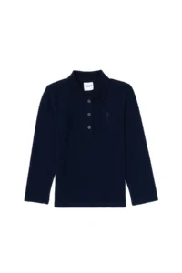 US Polo Assn. Girls' Navy Blue Polo Shirt Collar Basic Sweatshirt - Image 3
