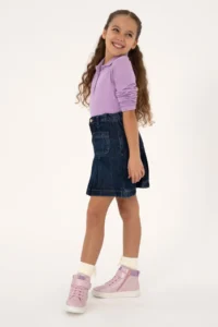 US Polo Assn. Girls' Lilac Polo Shirt Collar Basic Sweatshirt - Image 2