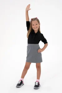 US Polo Assn. Girls' Black Polo Shirt Collar Basic Sweatshirt - Image 2