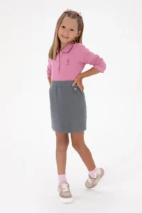 US Polo Assn. Girls' Pink Polo Shirt Collar Basic Sweatshirt - Image 2
