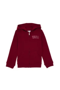 US Polo Assn. Girls' Burgundy Hooded Zippered Basic Sweatshirt - Image 3