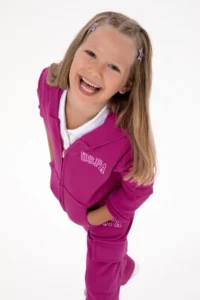 US Polo Assn. Girls' Fuchsia Hooded Zippered Basic Sweatshirt
