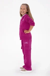 US Polo Assn. Girls' Fuchsia Hooded Zippered Basic Sweatshirt - Image 2