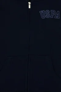US Polo Assn. Girls' Navy Blue Hooded Zippered Basic Sweatshirt - Image 5