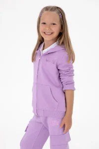 US Polo Assn. Girls' Lilac Hooded Zippered Basic Sweatshirt