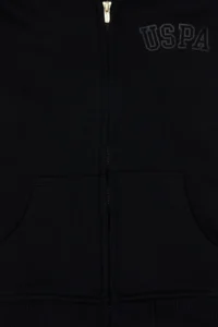 US Polo Assn. Girls' Black Hooded Zippered Basic Sweatshirt - Image 5